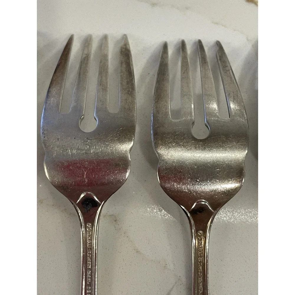Vintage Gorham Lady Caroline Silver Plate Salad Dessert Forks Set of 6‎ 1933